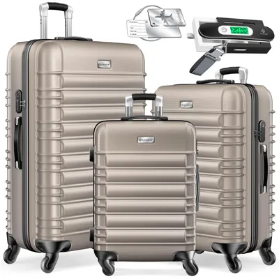 Produktbild von KESSER® 3tlg. Hartschalenkofferset Hartschalenkoffer Reisekoffer Set Reisekofferset Trolley Koffer Inkl. Kofferwaage + Gepäckanhänger Rollkoffer Schloss 4 Rollen ABS-Hartschale Teleskopgriff M-L-XL