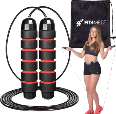 Produktbild von FIT4MED | Springseil - Schwarz - 3 M Verstellbar - Mit Lagern - Für Fitness