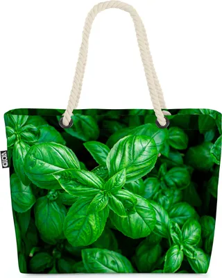 Produktbild von VOID Basilikum Kräuter Garten Strandtasche Shopper 58x38x16cm 23L XXL Einkaufstasche Tasche Reisetasche Beach Bag