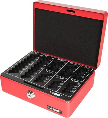 Produktbild von HMF 308-03 Geldkassette mit Euro Münzbrett, 20 x 16 x 9 cm, rot