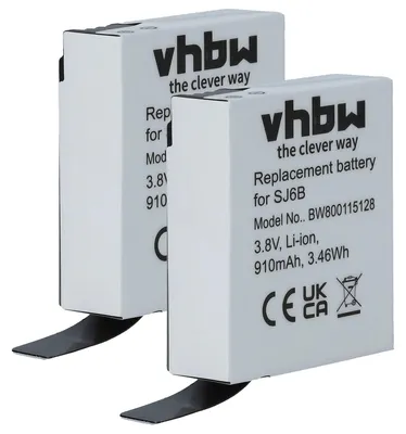 Produktbild von vhbw 2x Akku Ersatz für SJCam SJ6B für Videokamera Camcorder (910 mAh, 3,8 V, Li-Ion)