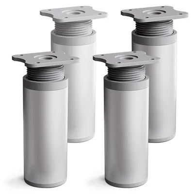 Produktbild von 4er Set sossai moderne runde Möbelfüße in Aluminium Design 60mm höhenverstellbar Schrankfüße Sockelfüße