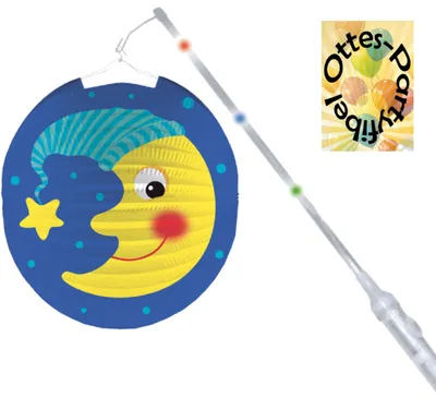 Produktbild von Laternenset Ballonlaterne Lampion Mond + LED weißer Laternenstab Leuchtstab