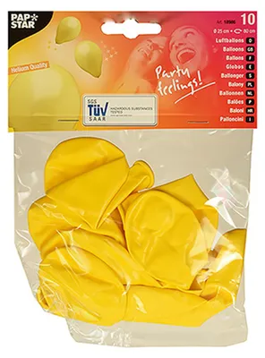 Zdjęcie produktu dla Papstar Luftballons gelb Helium geeignet Durchmesser 25cm 10 Stück
