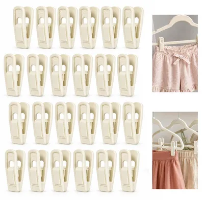 Produktbild von 24 Stück Kleiderbügel Clips aus Samt, Hosenbügel Klammern für Hosen und Röcke, rutschfeste Kleidungsklammern, platzsparender Kleiderschrank Organizer