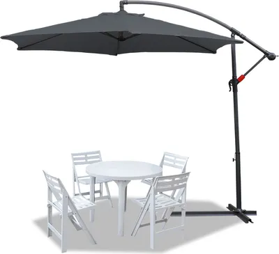 Image de Parasol Jopassy Parasol suspendu 350 cm - Parasol suspendu, protection solaire, parasol de jardin - Gris