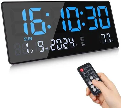 Image de Horloge murale numérique LED 15,5 pouces avec calendrier et affichage de la température