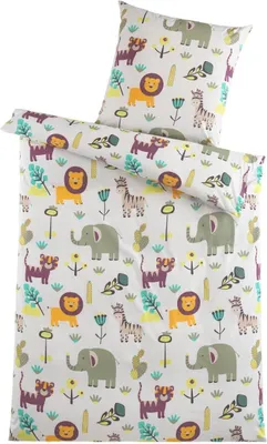 Produktbild von Soma Microfaser Kinder Bettwäsche 2 teilig 135x200 cm + 80x80 cm Tiermotiv Safari