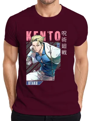 Zdjęcie produktu dla Męska koszulka KENTO Nanami 呪術廻戦 Anime Aesthetics Otaku Gift Vintage Japan Y2K, bordowy, M