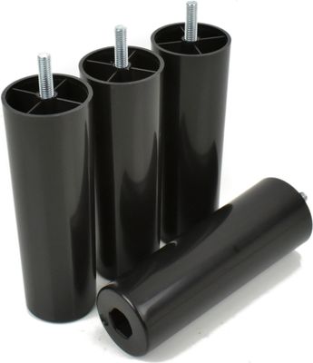 4x Füße aus Kunststoff Beine Möbelgleiterfuß Möbelfüße Möbelbeine Schrank Beine Schwarz Höhe 15 cm mit Gewindestift M8x25mm [25R50150]