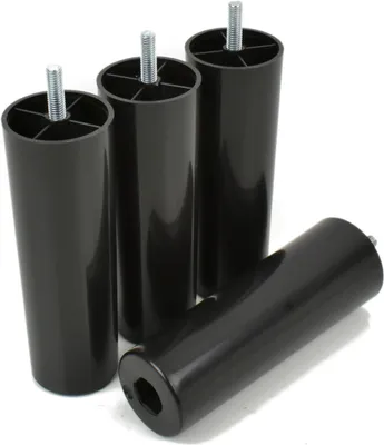 Produktbild von 4x Füße aus Kunststoff Beine Möbelgleiterfuß Möbelfüße Möbelbeine Schrank Beine Schwarz Höhe 15 cm mit Gewindestift M8x25mm [25R50150]