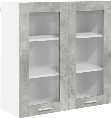 Image de vidaXL Armoire suspendue avec porte Gris béton 80 x 31 x 80 cm Matériau dérivé du bois