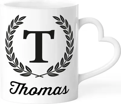 Produktbild von Namenstasse Herz-Henkel personalisierte Kaffee-Tasse mit Namen Buchstabe persönliche Geschenke SpecialMe® weiß Herz-Tasse