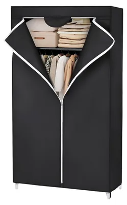 Immagine prodotto di Armadio pieghevole – Armadio portatile – Conservazione senza polvere – Tessuto in pile – 75 x 160 x 45 cm – Nero