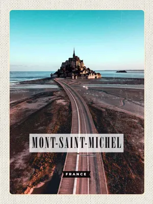 Produktbild von vianmo Holzschild 40x30 cm Mont-Saint-Michel France Bildmotiv Reisemotiv Europa