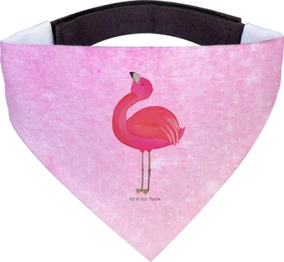 Produktbild von Mr. & Mrs. Panda Hunde Halstuch Flamingo Stolz - Aquarell Pink - Geschenk, Hund, Für, Rosa, Bandana, Selbstliebe, Mama, Dreieckstuch