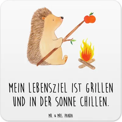 Produktbild von Mr. & Mrs. Panda Untersetzer für Gläser Igel Grillen 15er Set - Weiß - Geschenk, Arbeitslos, Coaster, Tischuntersetzer, Ziele, Motivation, Lustige Sprüche, Spruch