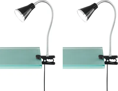 Produktbild von 2er SET LED Klemmlampen flexibel Schwanenhalsleuchten schwarz Schreibtischlampen