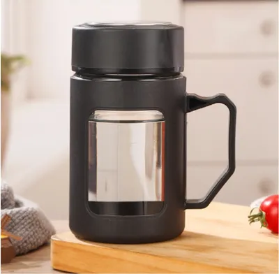 Produktbild von Glasflasche mit Griff BREW 500 ml, schwarz