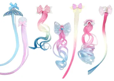 Imagen del producto de Solidchoice - 7 mechones de pelo coloridos para niños, con adornos de unicornio