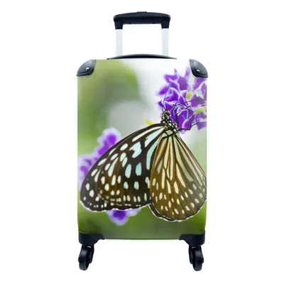 Produktbild von MuchoWow® Koffer Handgepäck Trolley Rollkoffer Kleine Reisekoffer mit 4 Rollen - Lavendel - Schmetterling - Botanisch - Cabin Size < 55x40x23 cm & 55x40x20 cm - Fotokoffer - Kabinenkoffer - Boardgepäck - Reise-Box - Reisekoffer - Reisegepäck - Koffer mit Bild - Trolley für Kinder