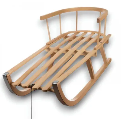 Produktbild von Kruzzel 25217 Vollholzschlitten mit Rückenlehne und Zugschnur, 90 cm