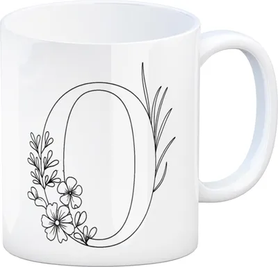 Produktbild von Floral Buchstabe O Kaffeebecher zum Ausmalen für Kunstliebhaber