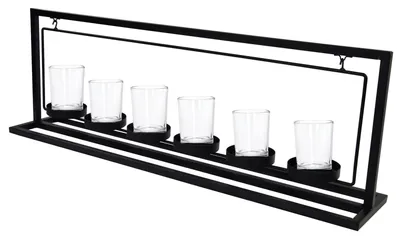 Produktbild von Kerzenhalter aus schwarzem Metall mit 6 Gläsern Teelichthalter Kerzenständer