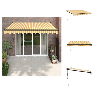 Immagine prodotto di vidaXL Tenda elettrica a manovella gialla e bianca 3x2,5 m - Tende da sole