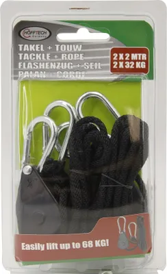 Produktbild von Handflaschenzug 2x 32kg Flaschenzug 2x 2m Kunststoffseil Garage, Camping, Garten