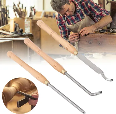 Produktbild von 3 Stück Drehwerkzeug Drehmeißel Set Hartmetall mit Schraubenschlüse Drehstahl Holz Drehbank Meißel Satz