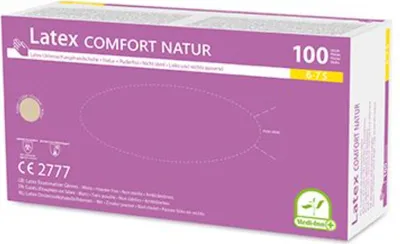 Produktbild von 100 Medi-Inn Medi-Inn® PS Handschuhe, Latex puderfrei Comfort weiss - natur Größe L 93418