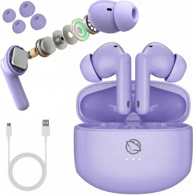 Produktbild von In-Ear Kopfhörer Manta Rytmo Tws Bluetooth 5.3 Violett Mit Usb-C Etui