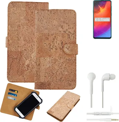 Produktbild von K-S-Trade Hülle kompatibel mit Samsung Galaxy A9 Pro (2019) + in ear Kopfhörer Kork Handyhülle Cover  Schutzhülle TPU Case Bumper in Hellbraun,