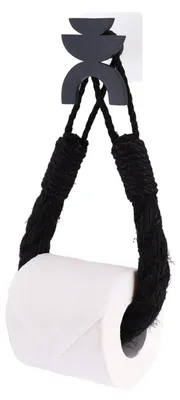 Produktbild von TENDANCE Toilettenpapierhalter Papierrollenhalter Bambus und Jute Klopapierhalter schwarz