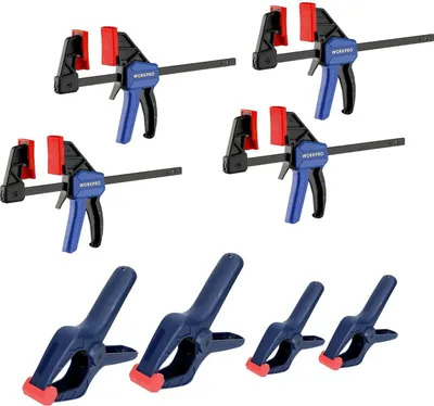 Produktbild von WORKPRO Mini Einhandzwinge und Federzwinge Set 8tlg. für Holzbearbeitung