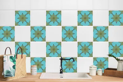 Produktbild von 24 Stück Magic Stick Klebefolienset Wandfliesen für Küche Bad Aufkleber farbiges Mosaik 10 x 10 cm