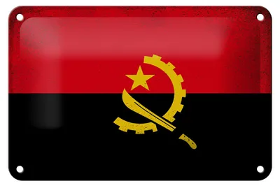 Produktbild von Blechschild Flagge Angolas 18x12cm Flag of Angola Vintage