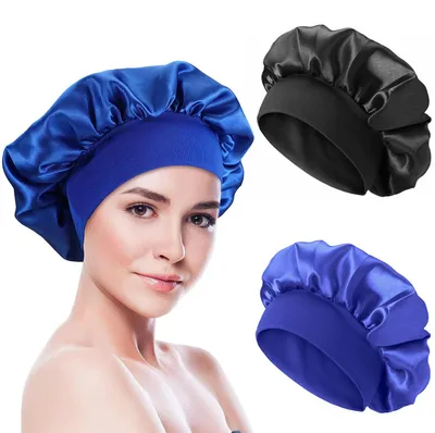 Produktbild von 2 Stück Satin-Mütze, für Nachthaare, Seidenmütze für Damen, Mütze aus Satin mit