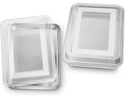 Productafbeelding van Bakplaat met deksel, 4 stuks (2 bakplaten + 2 deksels), afmetingen 23,7 x 17,8 x 5 cm