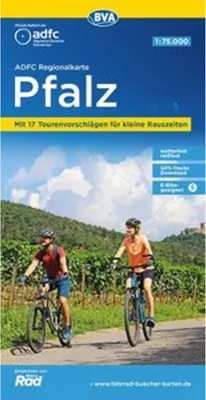Obrázok produktu pre ADFC regionálna mapa Falcka, 1:75 000, s návrhmi jednodňových výletov, odolná voči roztrhnutiu a poveternostným vplyvom, vhodná pre e-bicykle, GPS stopy na stiahnutie