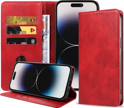 Obrázok produktu pre Smartphonica puzdro na iPhone 14 Pro z umelej kože s magnetickým zatváraním a držiakmi na karty