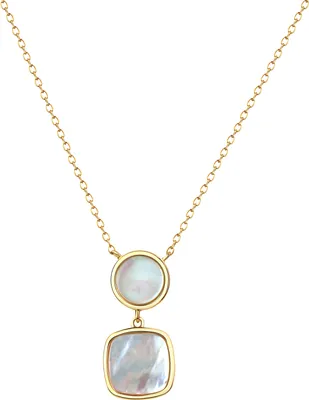 Produktbild von V Kette 925/- Sterling Silber 42+3cm gelb Perlmutt weiß 358250283V-1