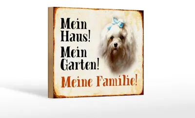Produktbild von Holzschild Hund 18x12cm Malteser mein Haus Garten Familie