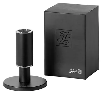 Produktbild von FINK Leuchter RITMO - Kerzenhalter aus Metall, schwarz pulverbeschichtet, silberfarben, für Stabkerzen, H 11,7 cm
