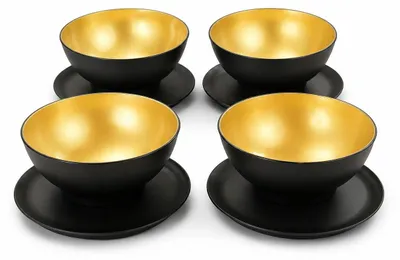 Produktbild von TUPPERWARE Allegra Dessert-Schälchen 275 ml (4) schwarz gold Schalen Goldie