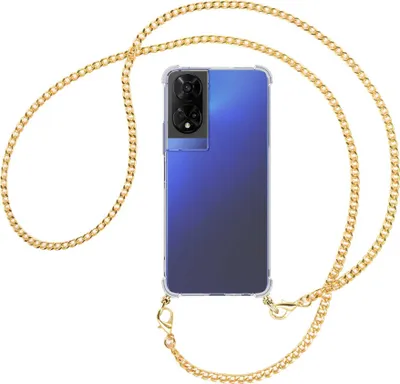 Produktbild von Handykette Backcover-Schutzhülle mit Band (Metall goldfarben) für TCL 50 5G - goldfarbene Kette