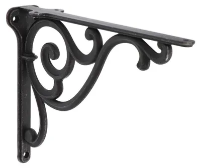 Produktbild von Stützfüße für Regale aus Zamak, Durchmesser 250 mm x 175 mm, Vintage-Ausführung, schwarzes Metall, Set mit 6 Stück