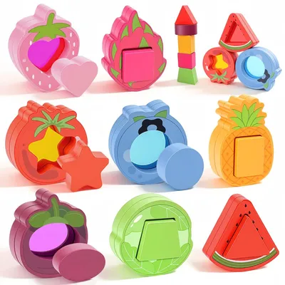 Image de Omgoods - Jouets Montessori pour enfants de 1 an - Jeux de motricité et de tri avec des fruits et des légumes