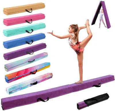 Produktbild von Sport-Balancierbalk, Turnbalk, 270 cm, zusammenklappbar, mit rutschfesten Gummifüßen